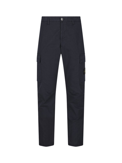 Stone Island Compass Patch Cargo Pants In Navy