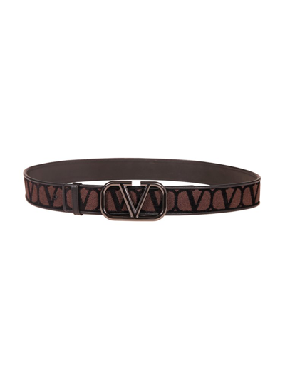 Valentino Garavani Valentino Toile Iconographe Vlogo Plaque Belt In Black