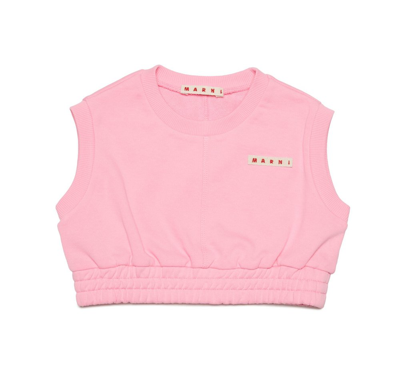 Marni Kids' Sleeveless Cotton Sweatshirt In Pink