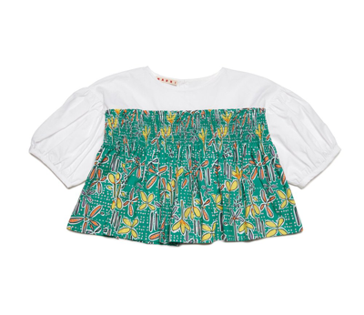 Marni Kids Floral Patterned Puff In White Multi