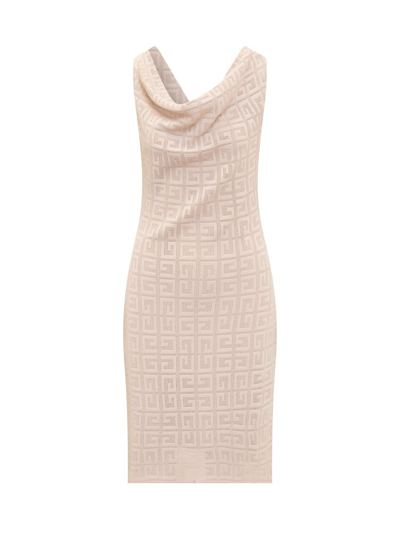 Givenchy Monogrammed Drape Detailed Dress In Beige