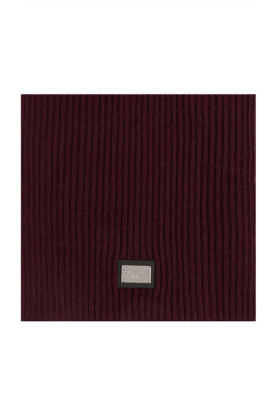 Dolce & Gabbana Dg Essentials Ribbed Knit Scarf In Brown