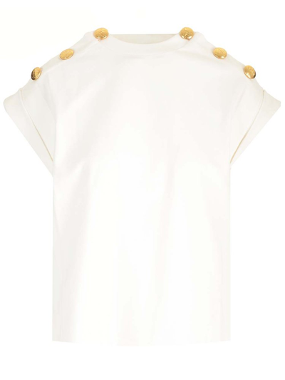 Alexander Mcqueen Seal Button T-shirt In White