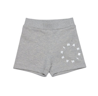Marni Kids Logo Printed Straight Hem Shorts In Grey