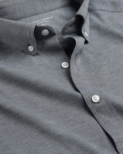 Charles Tyrwhitt Men's  4-way Stretch Jersey Casual Shirt In Grey