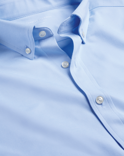 Charles Tyrwhitt Men's  4-way Stretch Jersey Casual Shirt In Blue