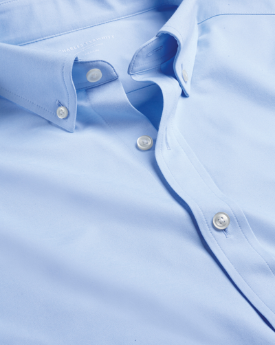Charles Tyrwhitt Men's  Performance Stretch Jersey Casual Shirt In Blue