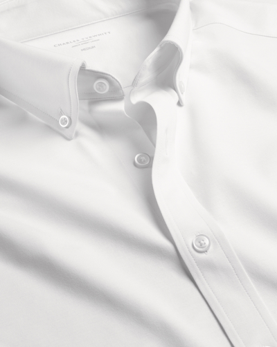 Charles Tyrwhitt Men's  4-way Stretch Jersey Casual Shirt In White