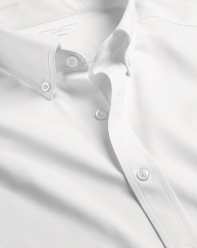 Charles Tyrwhitt Men's  Performance Stretch Jersey Casual Shirt In White