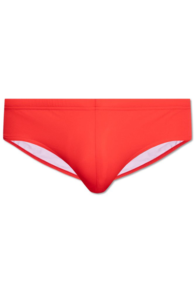 Dsquared2 Logo Printed Swimming Briefs In Red