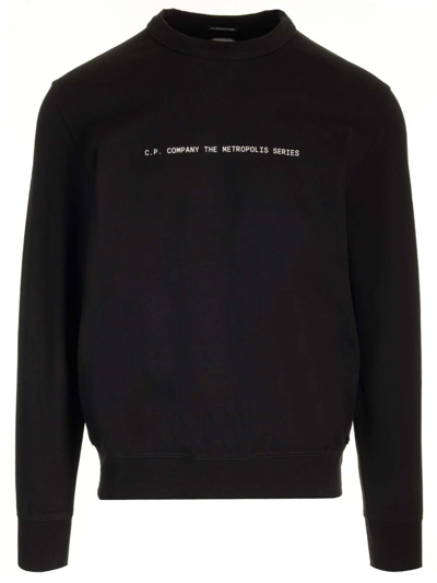 C.p. Company Graphic Printed Sleeved Sweatshirt In Black