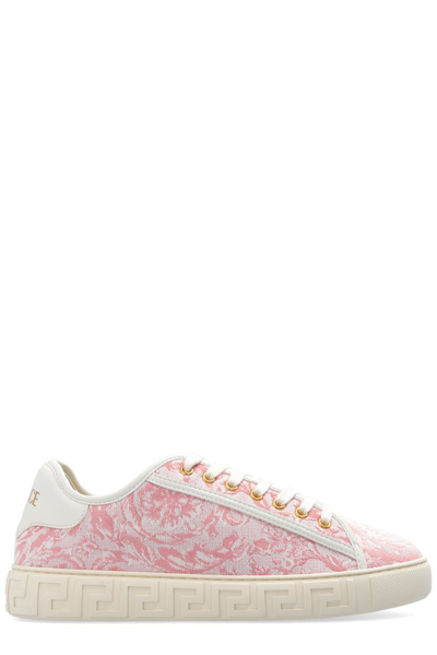 Versace Barocco Greca Lace In Pale Pink Off White