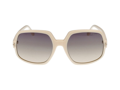 Tom Ford Eyewear Square Frame Sunglasses In Ivory/violet Grad E/o Mirrored