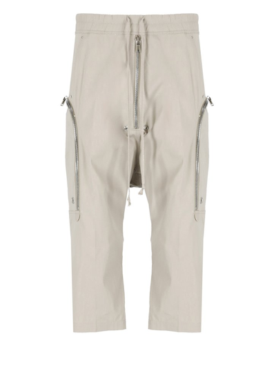 Rick Owens Zip Detailed Drawstring Trousers In Grey