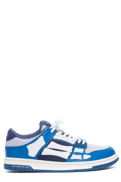 Amiri Leather Sneakers With Iconic Bones In Blue