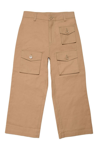 Marni Kids' Cargo Cotton Trousers In Brown