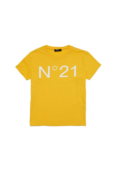 N°21 Kids Logo Printed Crewneck T In Yellow