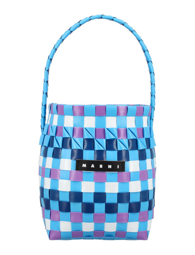 Marni Kids' Pod Interwoven Bucket Bag In Blue