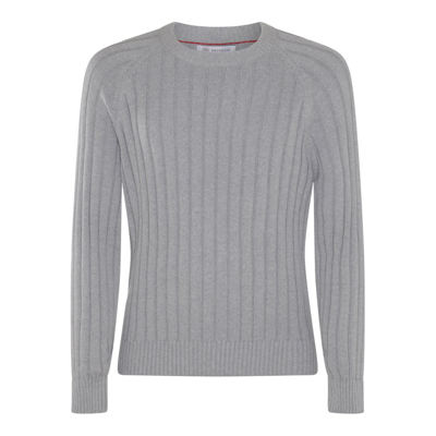 Brunello Cucinelli Crewneck Ribbed Knitted Jumper In Grey