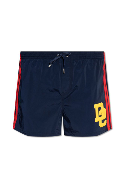 Dsquared2 Logo Patch Drawstring Swimming Shorts In Navy