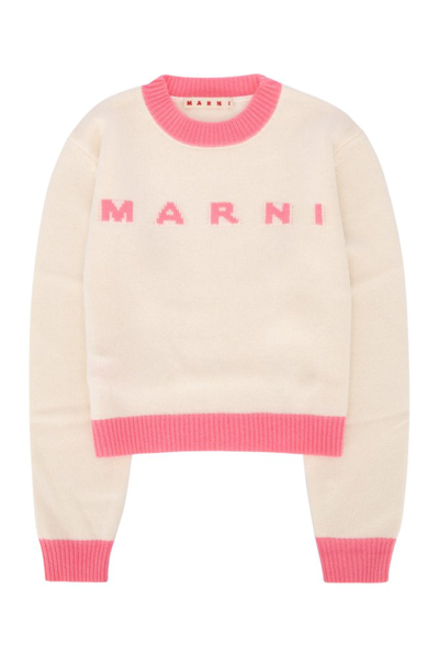 Marni Kids' Colour-block Knitted Sweatshirt In White