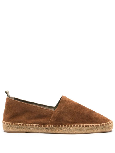 Castaã±er Suede Perforated Slip-on Espadrilles In Leather Brown