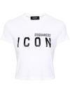 Dsquared2 Fitted Cotton Jersey T-shirt With Bold Logo Print In White