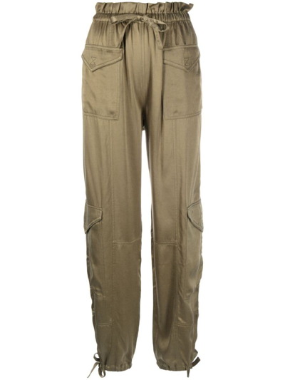 Ganni Washed Satin Trousers In Neutrals