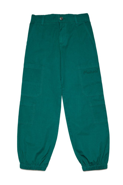 Marni Kids Button Detailed Straight Leg Pants In Green
