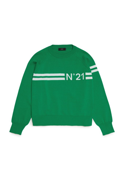 N°21 Nº21 Kids Logo Intarsia In Green