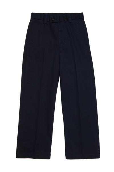 N°21 Kids' Logo-embroidered Straight-leg Trousers In Black