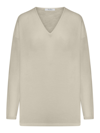 Max Mara V-neck Long-sleeved Jumper In Nude & Neutrals