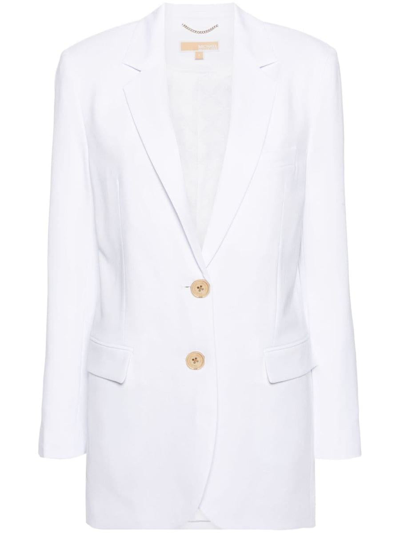 Michael Michael Kors Single-breasted Crepe-texture Blazer In White