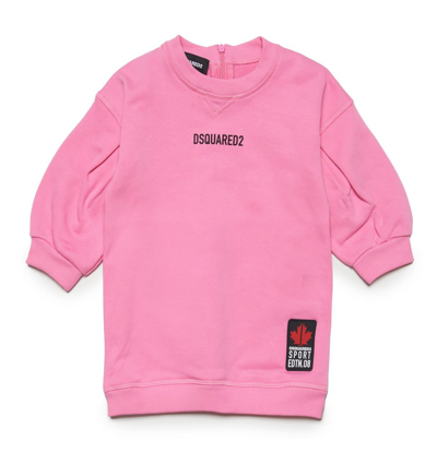 Dsquared2 Kids' Logo印花棉卫衣 In Pink