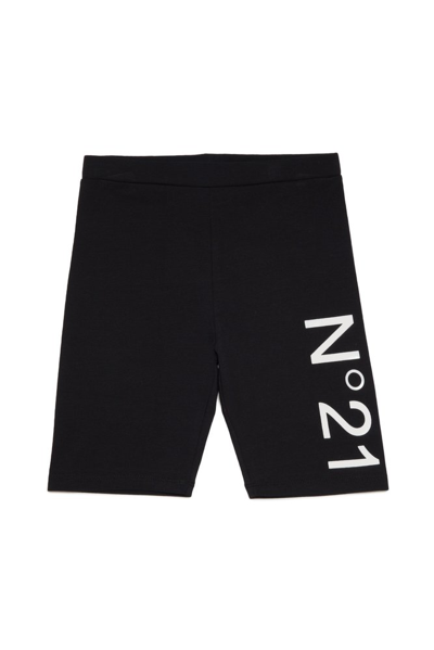 N°21 Kids Logo Printed Shorts In Black