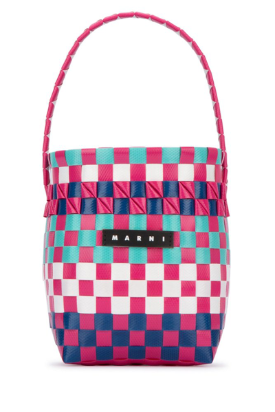 Marni Kids' Mini Logo-patch Interwoven Bag In Fuchsia