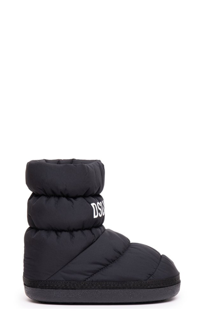 Dsquared2 Kids Logo Printed Padded Snow Boots In Black