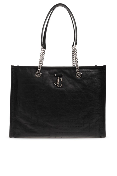 Jimmy Choo Large Avenue Leather Tote Bag In Black