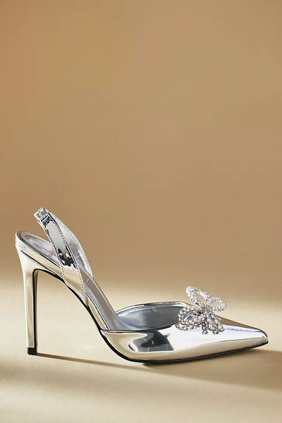 Black Suede Studio Rosalie Heels In Silver