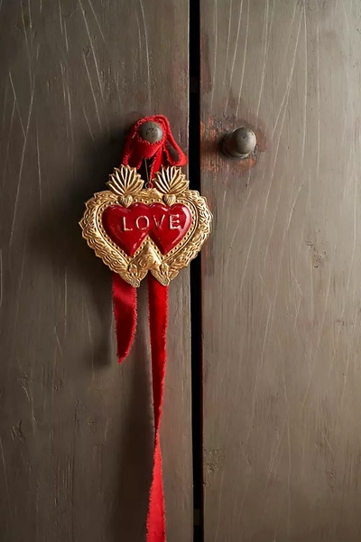 Terrain Burnished Heart Medallion, Red Love