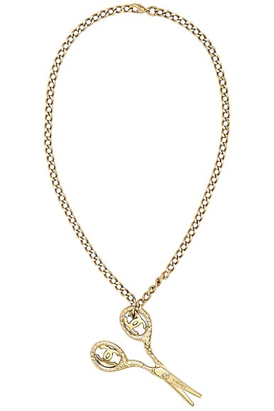 Pre-owned Chanel Scissor Necklace In Gold