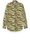 Erl Green Long Sleeve Shirt With Graphic Print In Cotton In  Green Rave Camo