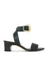 Manolo Blahnik Brutas 50 Leather Sandal In Dark Green