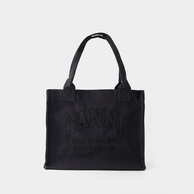 Ganni Large Easy Tote Bag -  - Cotton - Black