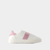 Versace Embroidered Greca Leather Sneaker In Pink