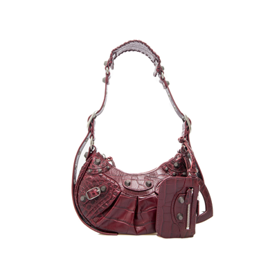 Balenciaga Woman Grape Leather Le Cagole Xs Shoulder Bag In Red