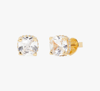 Kate Spade Little Luxuries 8mm Square Studs In Clear/gold