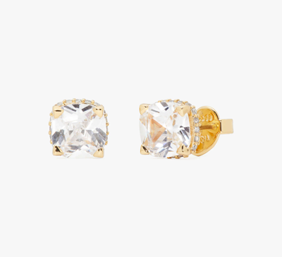 Kate Spade Little Luxuries 8mm Square Studs In Clear/gold