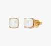 Kate Spade Little Luxuries 8mm Square Studs In Cream/gold