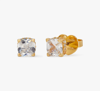 Kate Spade Little Luxuries 6mm Square Studs In Clear/gold